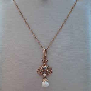 Vintage 14k gold amethyst/pearl dainty necklace